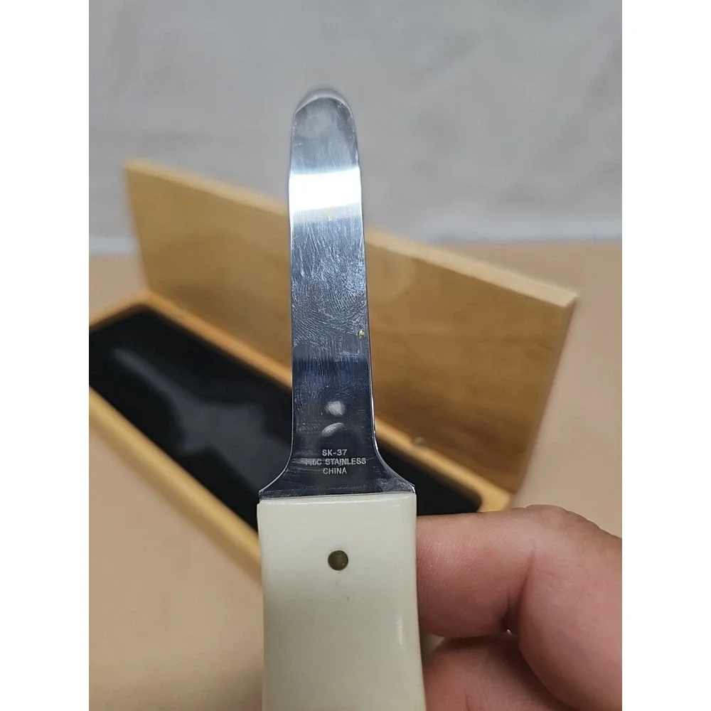 Sarge International Shucker Oyster Knife Natural Bone‎ Handle In Wood Box GOOGLE